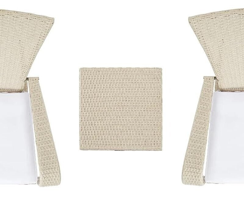 Wicker Lounge Chair (Beige/White) - Image 5