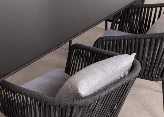 Rope Outdoor Dining Set (Dark Gray/Grey) Table Top: Without glass - Image 5