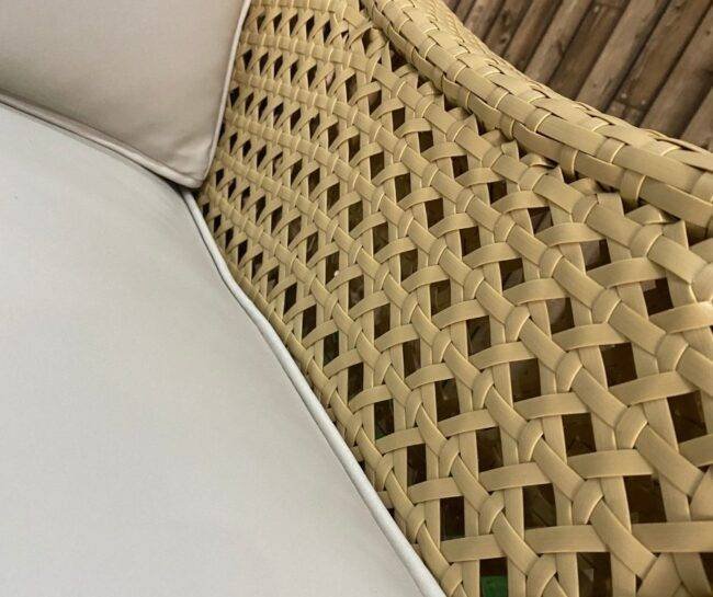 5-Piece Devoko All-Weather Wicker Patio Set with Cushions (Honey & White) - Image 6