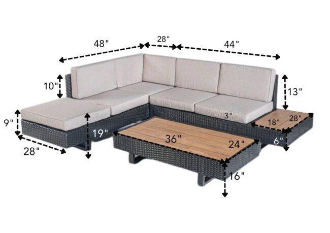 DEVOKO Outdoor Furniture 3-Piece Patio Rattan & Wicker Conversation Set (Black & Cream) - Image 2