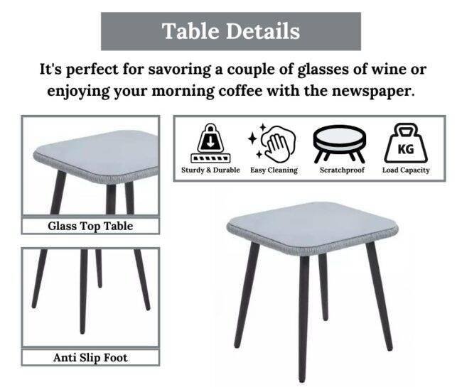 Rope Chairs with Cushions & Center Table (Grey) - Image 4