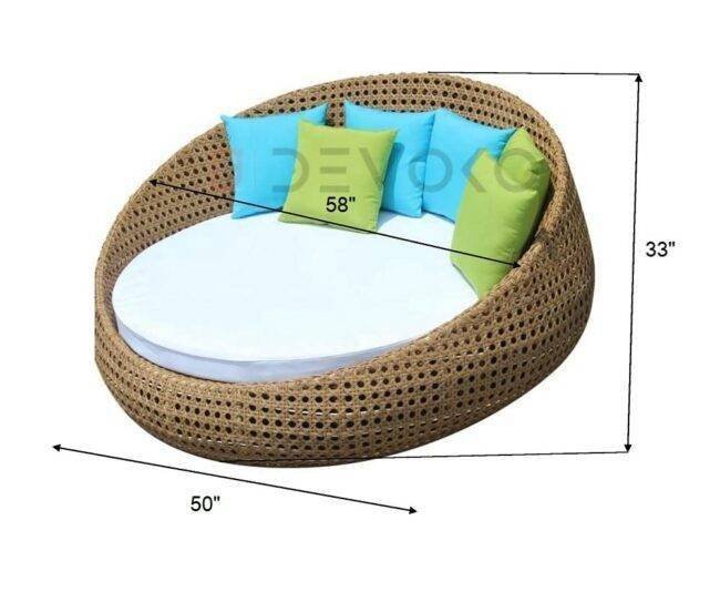Honey Wicker Round Daybed: Unique Outdoor Furniture Set - Image 2