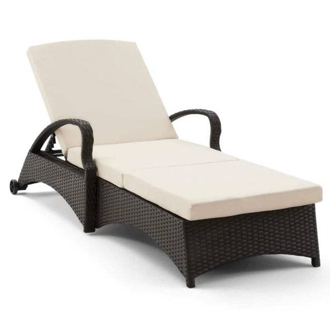 DEVOKO Patio Wicker Lounge Chair with Cushion (Dark Brown/Cream) - Image 3