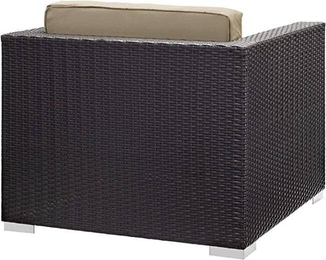 DEVOKO 5-Piece Outdoor Patio Sofa Set with Table & Ottomans - Dark Brown & Beige - Image 5