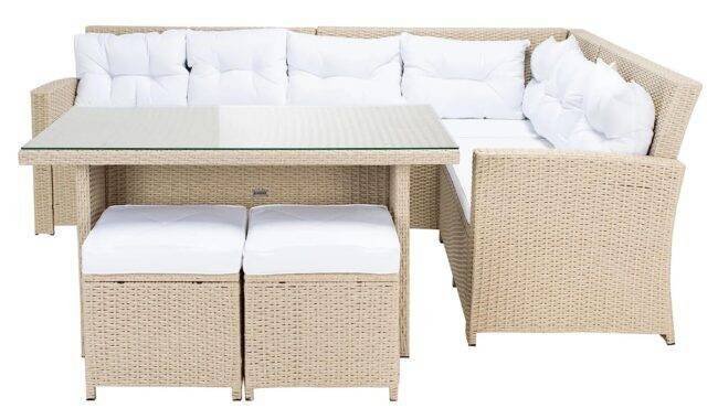 5-Piece Wicker Patio Conversation Set (Beige/White) - Image 5