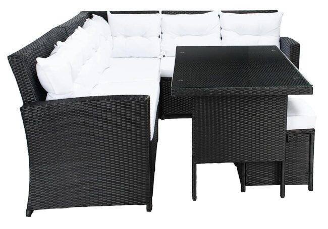5-Piece Wicker Patio Conversation Set (Black/White) - Image 5