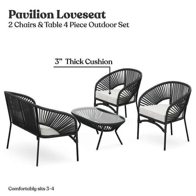 4PCS Rope Furniture Set (Black/White) - Image 6