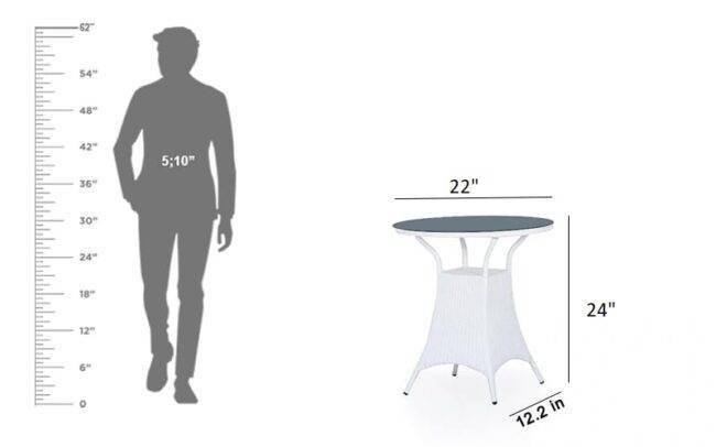 Small Outdoor Wicker Bistro Set (White) - Image 3
