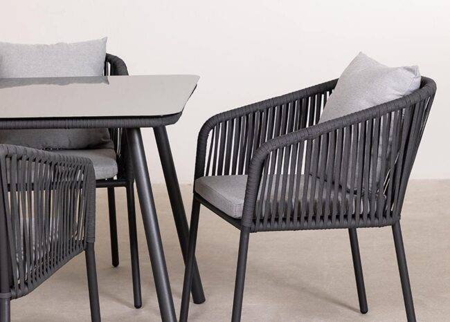 Rope Outdoor Dining Set (Dark Gray/Grey) Table Top: Without glass - Image 6