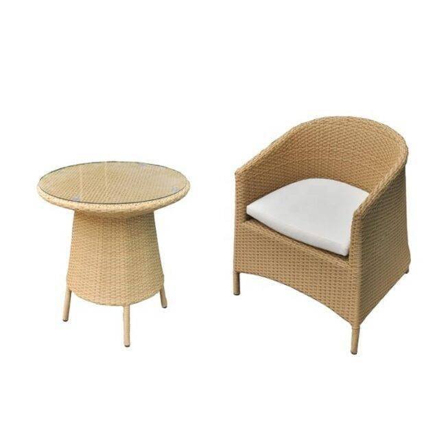 5 Piece Rattan Patio Conversation Set (Beige/White) - Image 6
