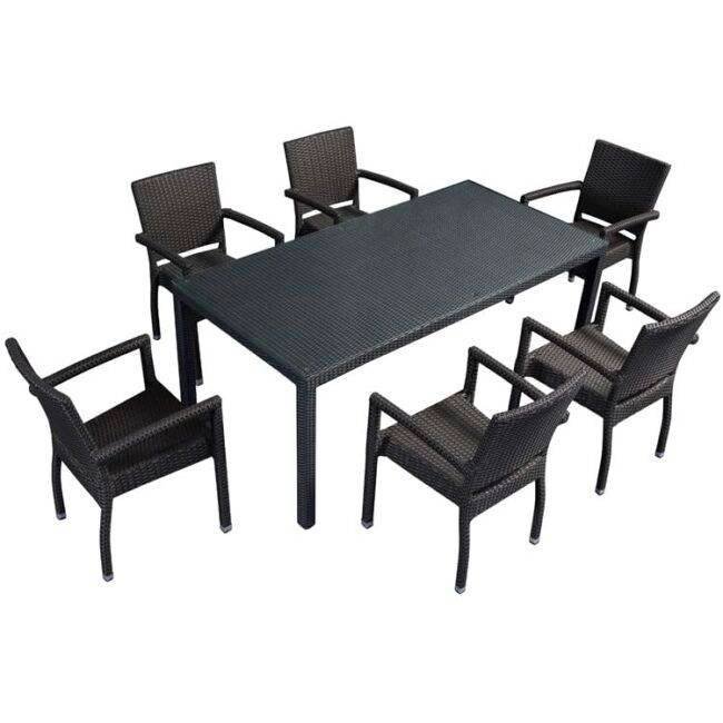7-Piece Iron Outdoor Dining Set (Black) - Image 6