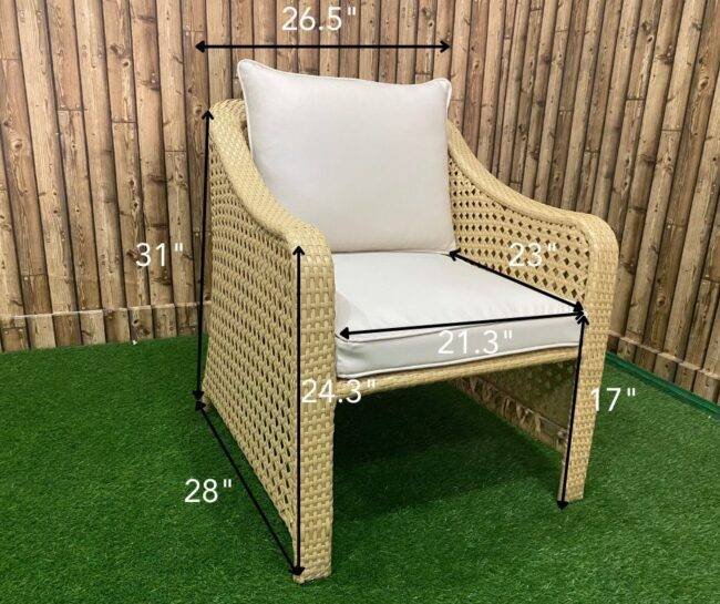 5-Piece Devoko All-Weather Wicker Patio Set with Cushions (Honey & White) - Image 2