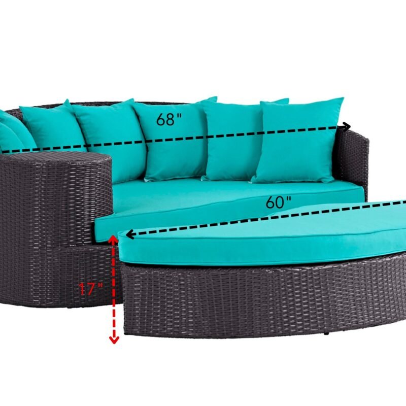 2-Piece Modular Sofa Daybed Set (Dark Brown and Turquoise) - Image 2