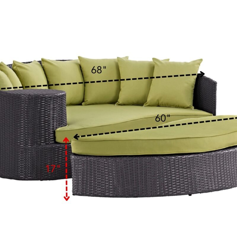 DEVOKO Wicker Rattan Sofa Set (Dark Brown/Green) - Image 2