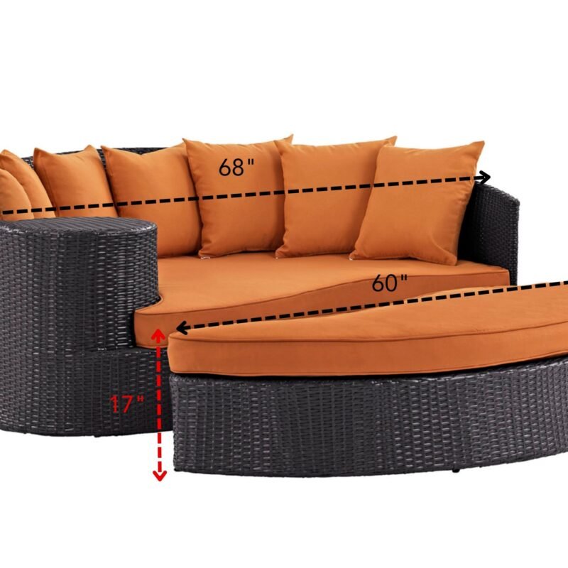 DEVOKO Wicker Rattan Sofa Set (Dark Brown/Orange) - Image 2