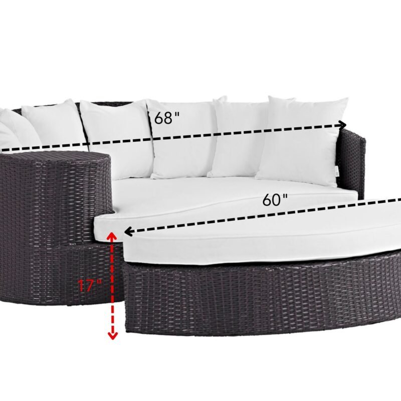 2-Piece Modular Sofa Daybed Set (Dark Brown and White) - Image 2
