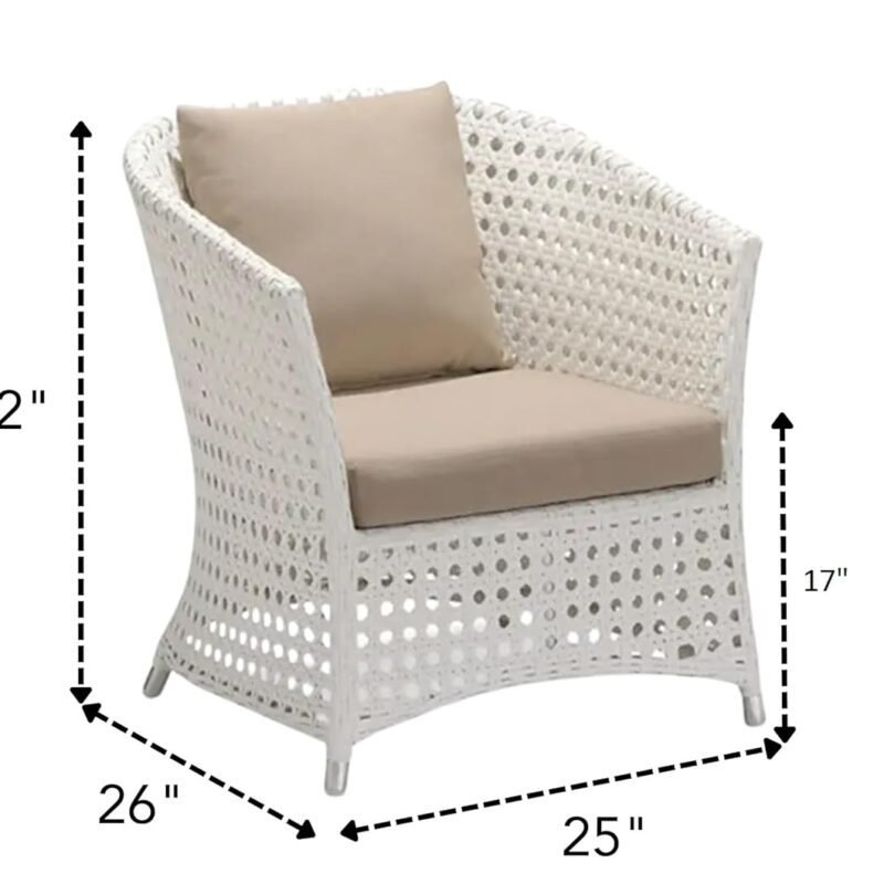 DEVOKO 4 Pcs Conversation Set for Balcony, Terrace, Apartment (White & Beige) - Image 3