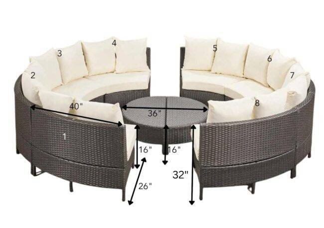 DEVOKO Oval 10PCS Patio Furniture Set (Dark Brown & Light Cream) - Image 2