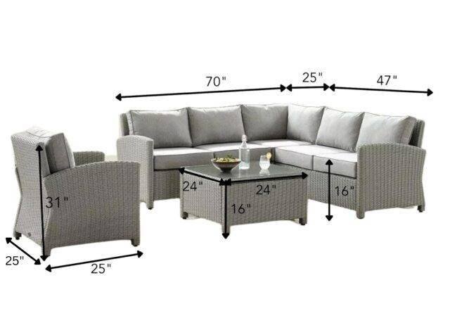 DEVOKO 4-Piece Silver Outdoor Sectional Sofa Set - Image 2