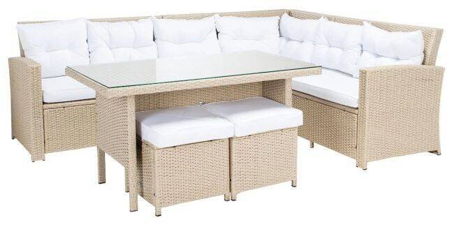 5-Piece Wicker Patio Conversation Set (Beige/White) - Image 7