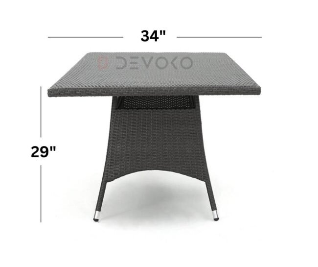7PCS Wicker Patio Dining Set: Outdoor Rattan Table & Chairs with Cushions (Black & Grey) - Image 4