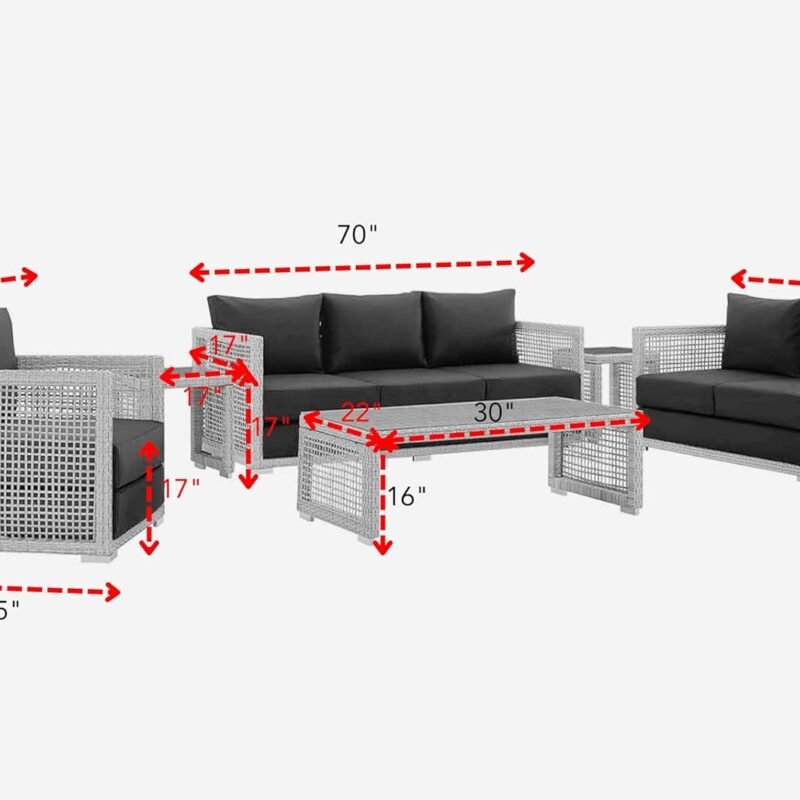 Outdoor 6 Pieces Sectional Patio Furniture (Grey) - Image 2
