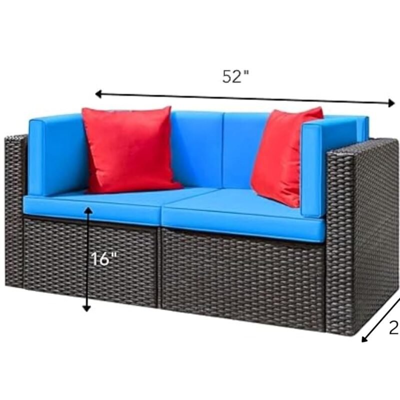 DEVOKO 1 Piece Patio Furniture Set, Outdoor Sectional Sofa (Dark Brown) - Image 2