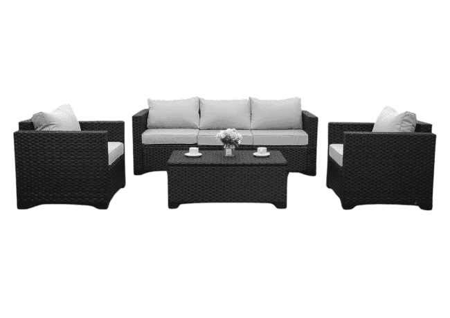 Black Wicker Outdoor Rattan Conversation 5 Seater Sofa Set - Image 4