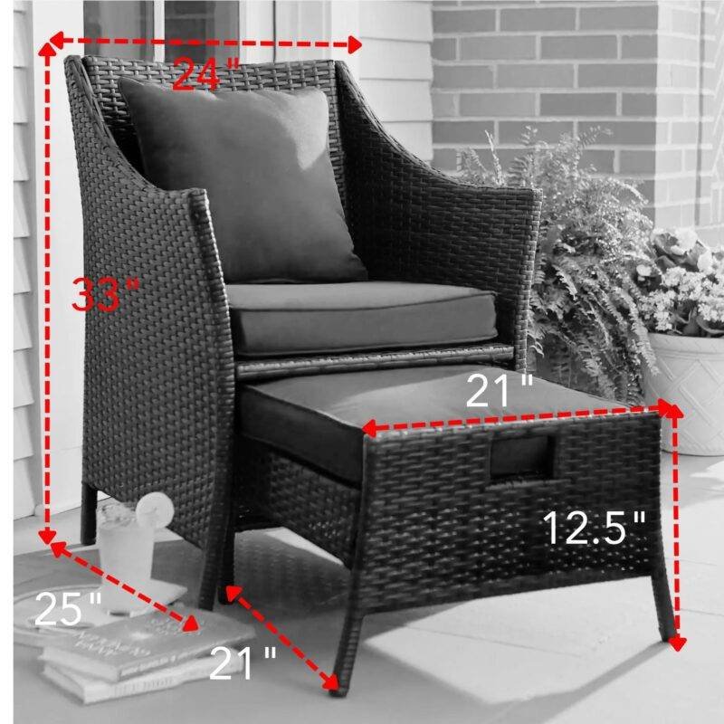 2pc Rattan Patio Set (White/Navy Blue) - Image 2