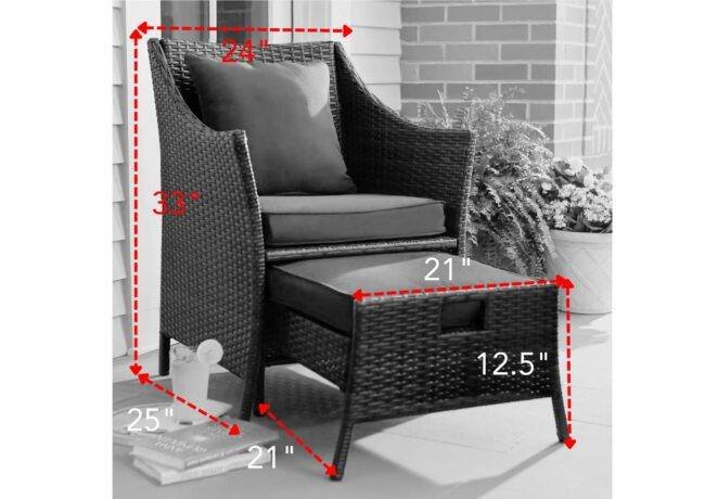 2pc Rattan Patio Set (Dark Brown/Red) - Image 2