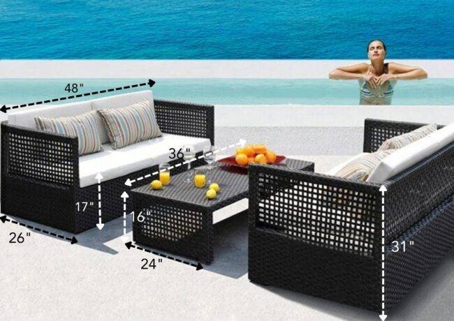 3 piece conversation set for garden, backyard and poolside (Black and White) - Image 2