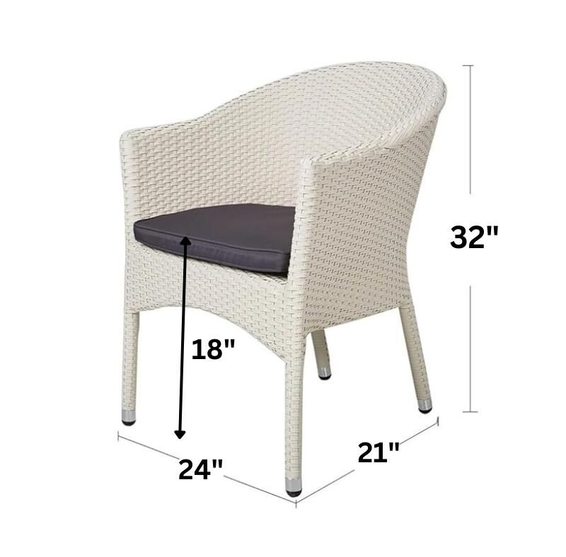 White Rattan & Wicker Patio Lounge Arm Chair with Cushions - Image 2