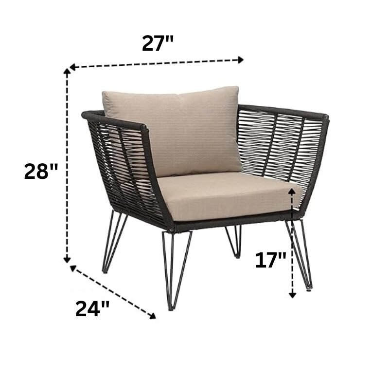 Outdoor Patio Sofa (Black and Cream) - Image 2