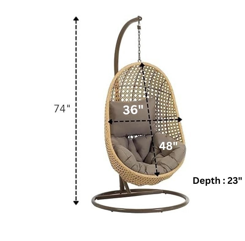 Hanging Egg Swing Chair (Beige and Dark Grey) - Image 2