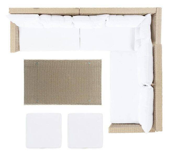 5-Piece Wicker Patio Conversation Set (Beige/White) - Image 8