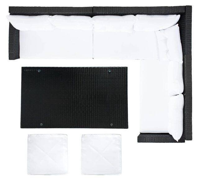 5-Piece Wicker Patio Conversation Set (Black/White) - Image 8