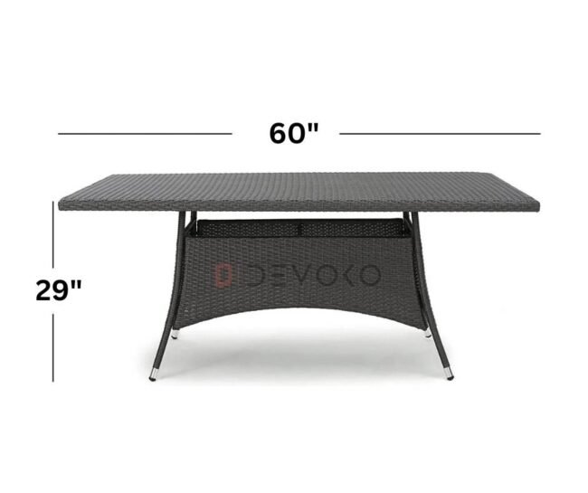 7PCS Wicker Patio Dining Set: Outdoor Rattan Table & Chairs with Cushions (Black & Grey) - Image 5