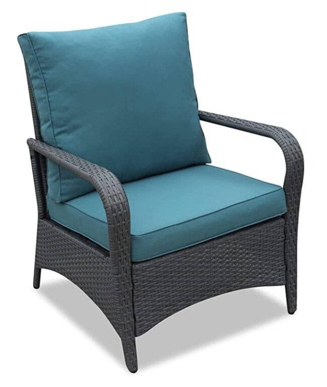 Devoko 4-Piece Outdoor Wicker Sofa Set with Center Table (Grey & Sky-blue) - Image 4