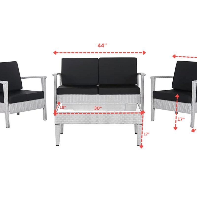 DEVOKO Patio Sofa Furniture Set with Cushion(White & Black) - Image 2