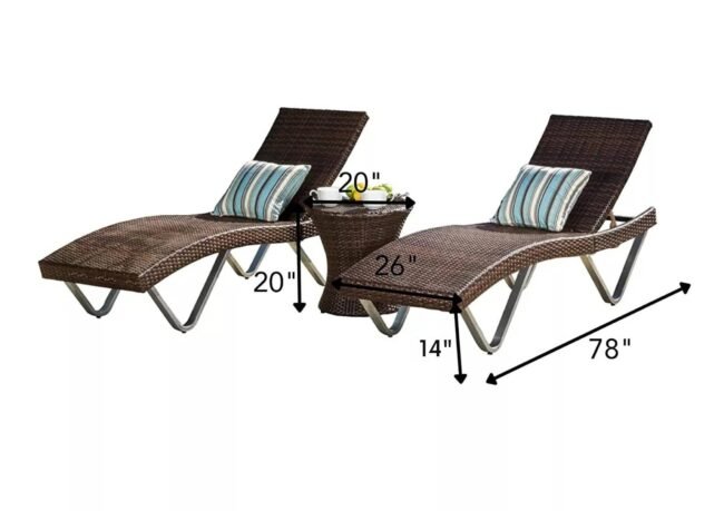 DEVOKO Outdoor Lounge Chairs & Table Set (Dark Brown) - Image 2