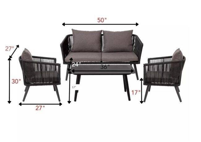 4 Seater Sofa Chairs Set (Black & Dark Grey) - Image 4