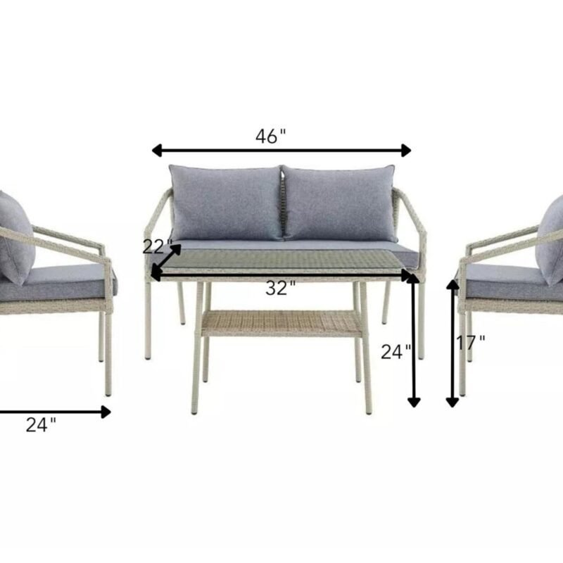 DEVOKO 4 Seater Outdoor Sofa Dining Set (Silver/Grey) - Image 2