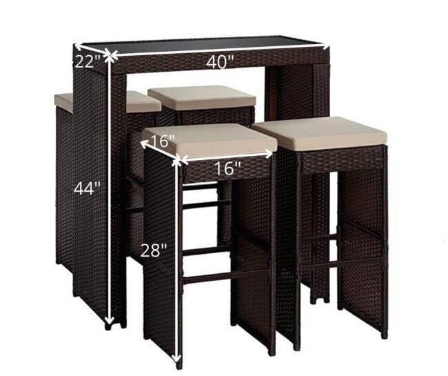 5-Piece Rattan Wicker Bar Set for Outdoor Dining - Image 2