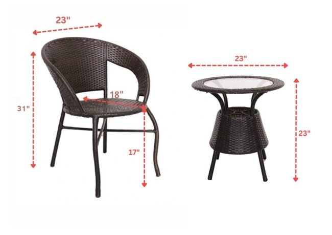 Devoko 5 Piece Wicker Patio Conversation Set - Chair/Table - Poolside/Balcony - Image 2