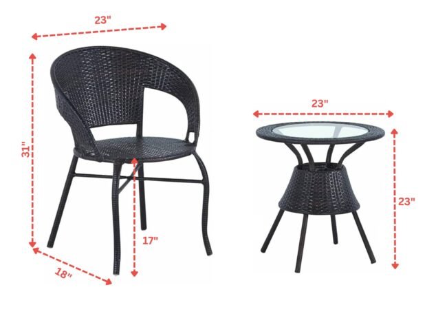 Devoko Wicker Patio Conversation Set - Rattan Chair/Table - Poolside/Balcony - Image 2