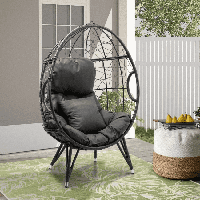 DEVOKO Wicker Egg Chair (Grey)