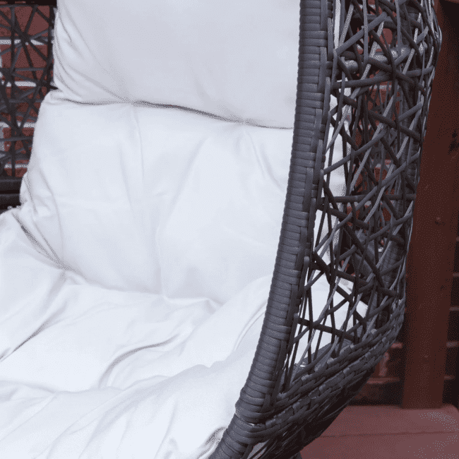 DEVOKO Wicker Egg Chair (Dark Brown/White) - Image 3