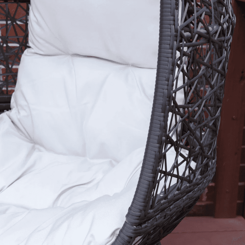DEVOKO Wicker Egg Chair (Dark Brown/White) - Image 3