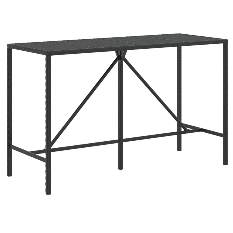 DEVOKO 7 Piece Outdoor Wicker Dining Bar Set Patio Furniture Stools with Cushions(Black & White) - Image 4