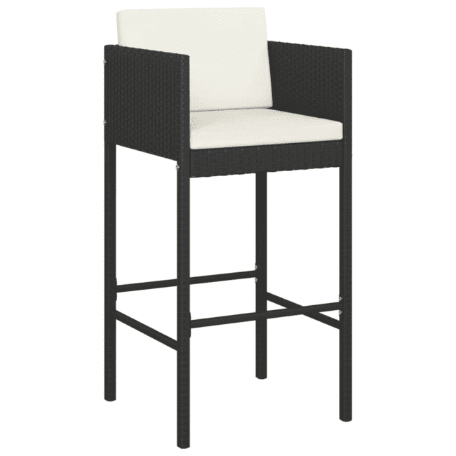 DEVOKO 3 Piece Outdoor Patio Bar Set With Counter Heighted Table (Black & White) - Image 3